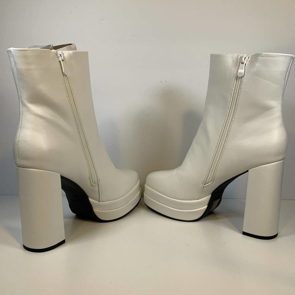 Dream Pairs Platform Ankle Boot Chunky Heel Square Toe White Women's Size 10 - Picture 2 of 6